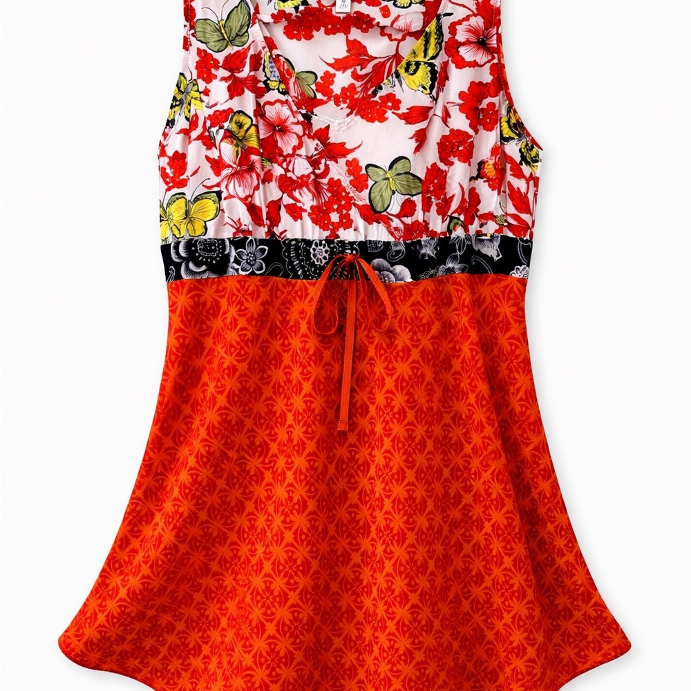 CAbi Girls Floral White & Red Tank Dress with Yellow Accent